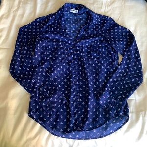 Express Navy Blue Women’s Button Down Blouse